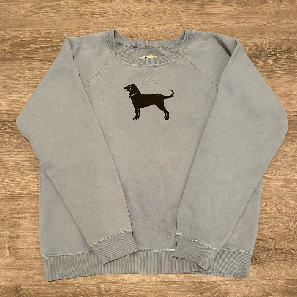 Light blue black dog crew neck